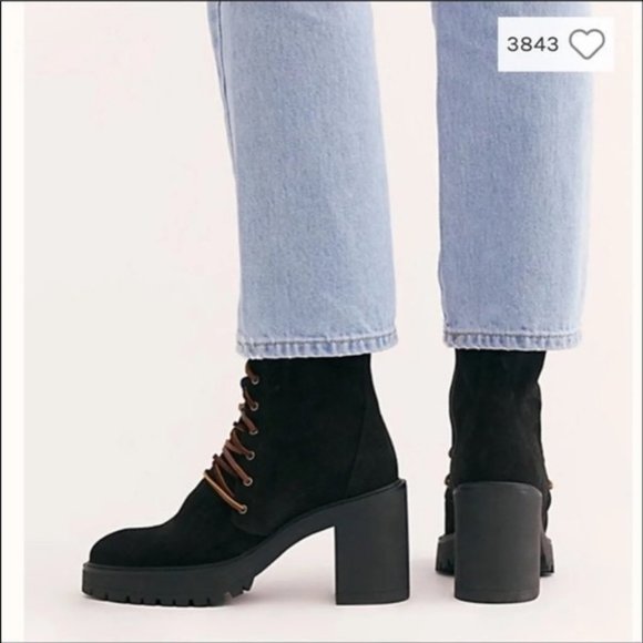 Free People Dylan Lace Up Boot in Black - Picture 3 of 12